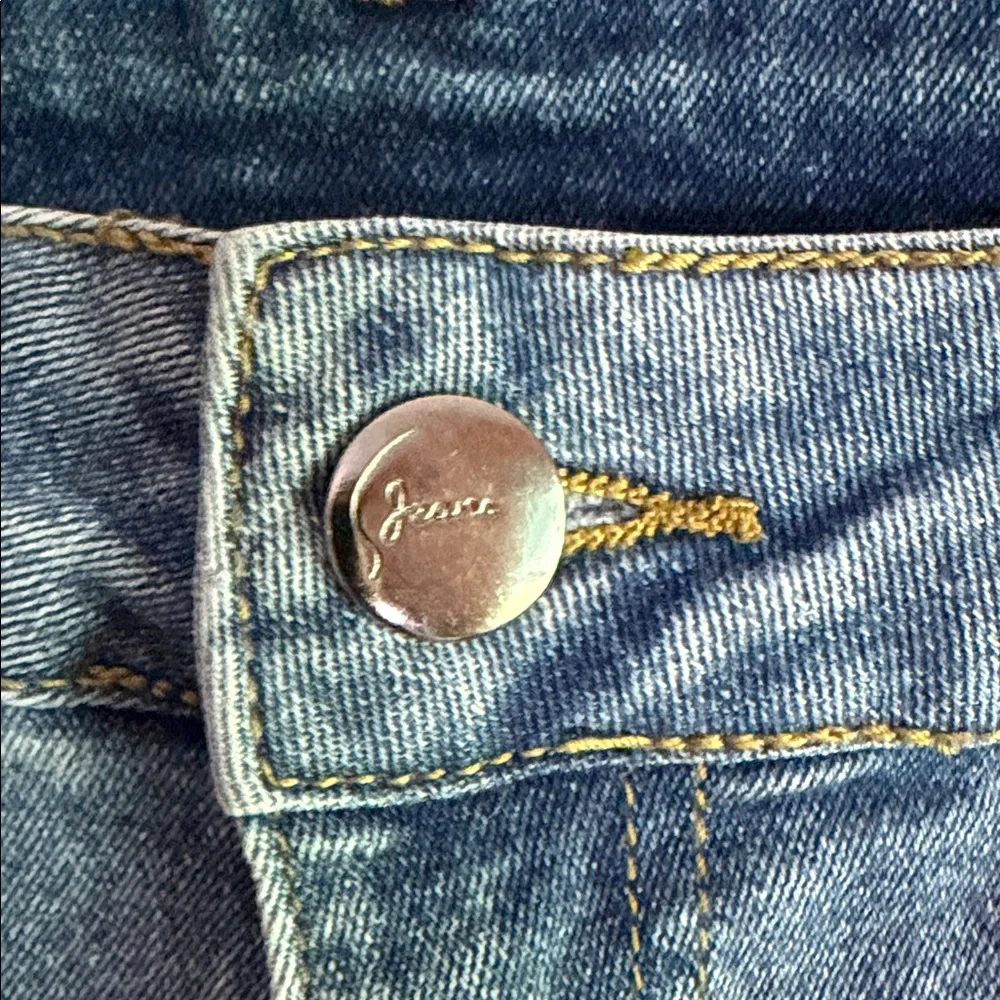 Guess Blue Distressed Rolled-Hem Denim Shorts